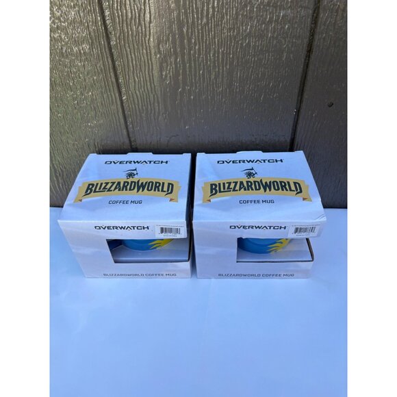 Overwatch Blizzard World of Warcraft Murloc Logo Coffee Mug Blue Yellow Set Of 2 - Picture 2 of 3